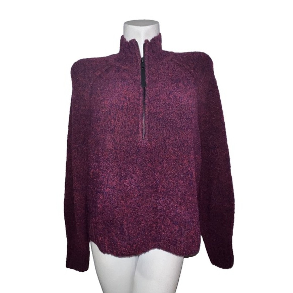 New Prana Women's Size L Marled Purple Red Quarter Zip‎ Pullover Sweater NWT